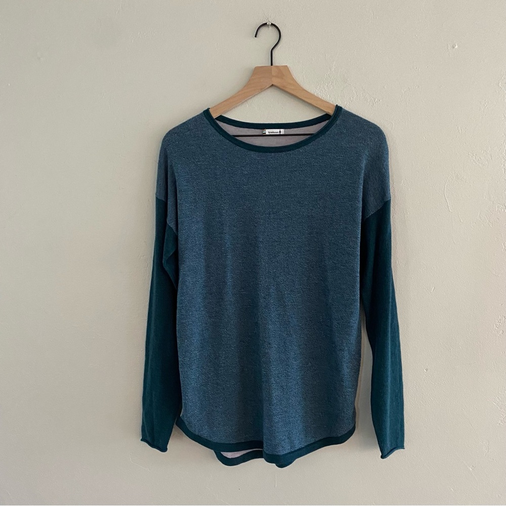 Smartwool Women's Shadow Pine Colorblock Sweater Mist Blue/Twilight Blue Marl